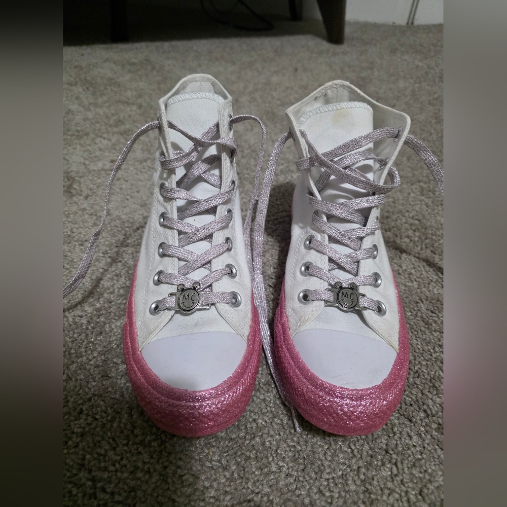 Converse X Miley Cyrus Pink & White Sneakers